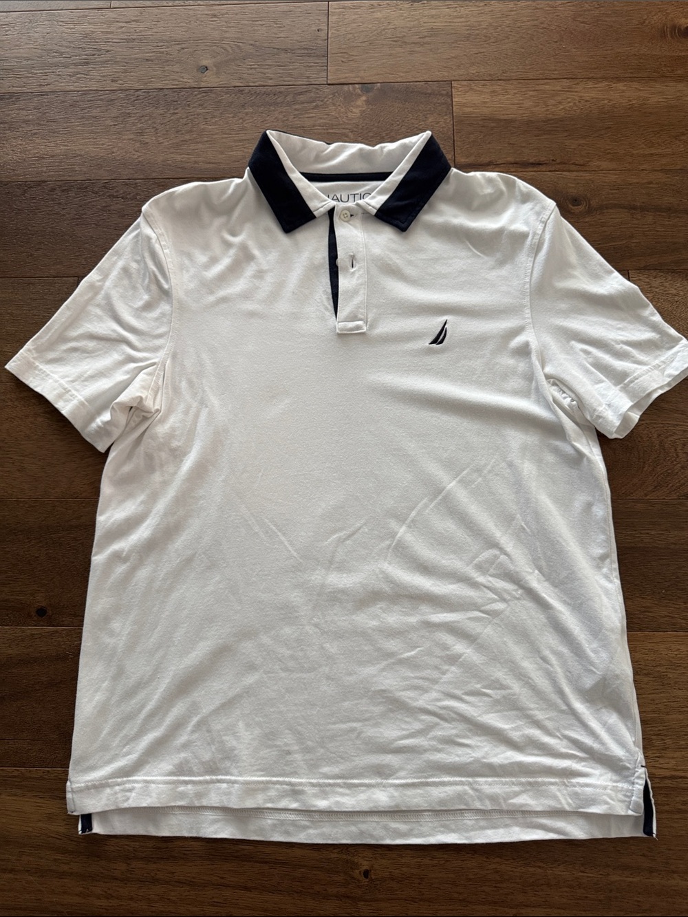 Nautica White Polo with Navy Collar and Trim
